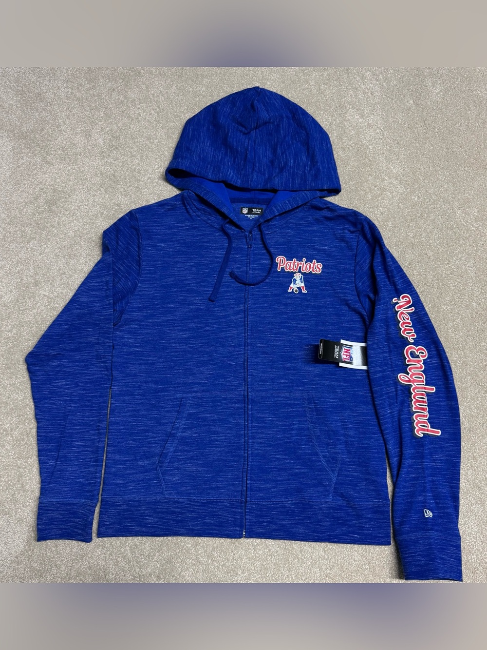 New England Patriots Hoodie Sweatshirt Women’s Blue Active Pullover New Era NWT